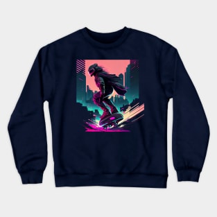 Futuristic Hoverboard Rider Crewneck Sweatshirt